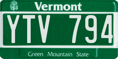 VT license plate YTV794