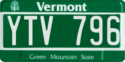 VT license plate YTV796