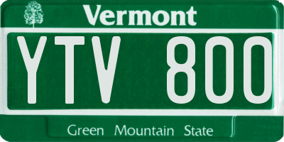 VT license plate YTV800