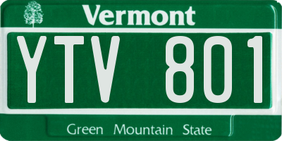 VT license plate YTV801