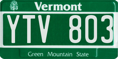 VT license plate YTV803