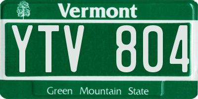 VT license plate YTV804