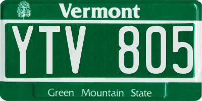 VT license plate YTV805