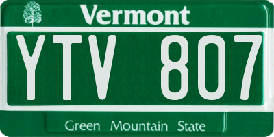 VT license plate YTV807