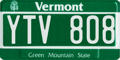 VT license plate YTV808