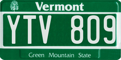VT license plate YTV809