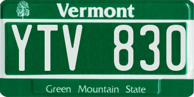 VT license plate YTV830