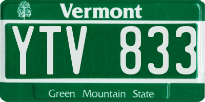 VT license plate YTV833