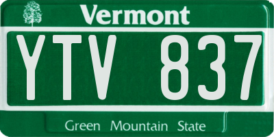 VT license plate YTV837