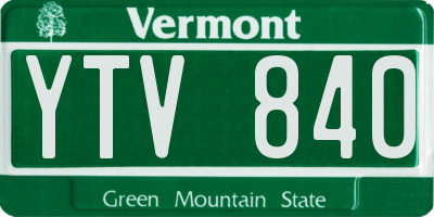 VT license plate YTV840