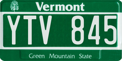 VT license plate YTV845