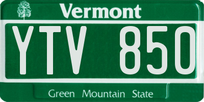 VT license plate YTV850
