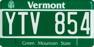 VT license plate YTV854