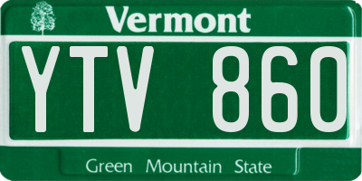 VT license plate YTV860