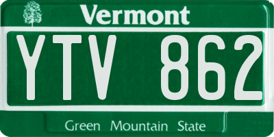 VT license plate YTV862