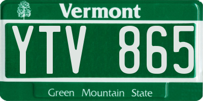 VT license plate YTV865