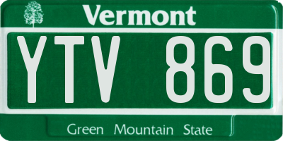 VT license plate YTV869