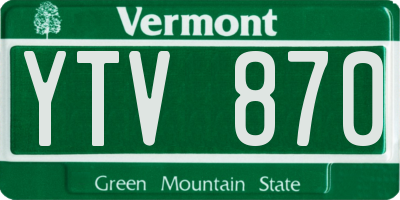 VT license plate YTV870