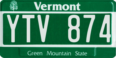 VT license plate YTV874