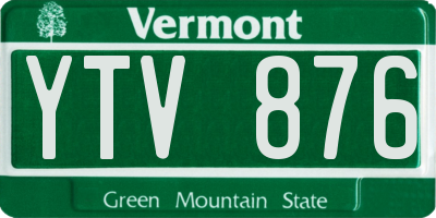 VT license plate YTV876