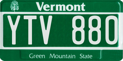 VT license plate YTV880