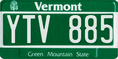 VT license plate YTV885