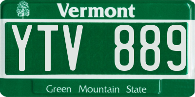 VT license plate YTV889