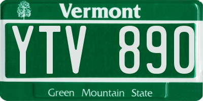 VT license plate YTV890