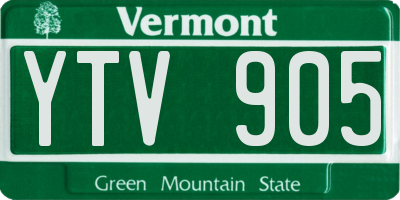 VT license plate YTV905
