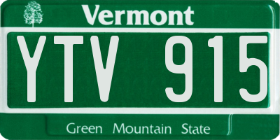 VT license plate YTV915