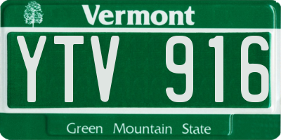 VT license plate YTV916