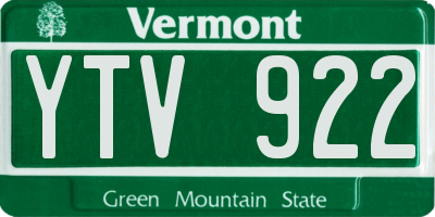 VT license plate YTV922