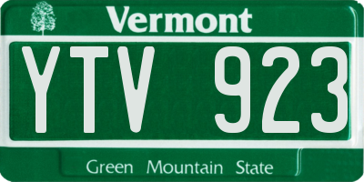 VT license plate YTV923