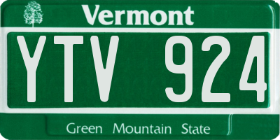 VT license plate YTV924