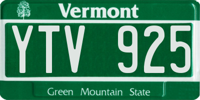 VT license plate YTV925
