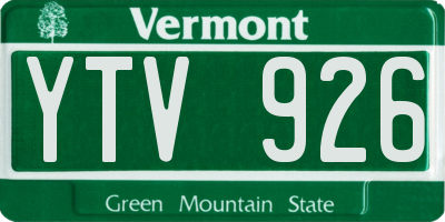VT license plate YTV926