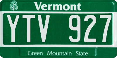 VT license plate YTV927