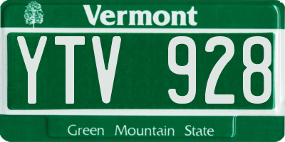 VT license plate YTV928
