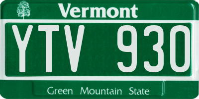 VT license plate YTV930