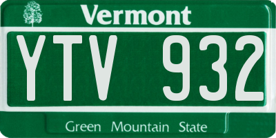 VT license plate YTV932