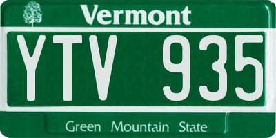 VT license plate YTV935