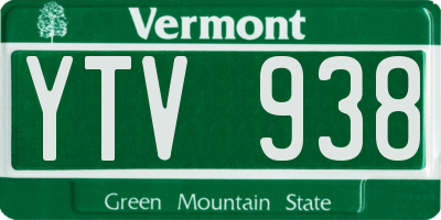 VT license plate YTV938