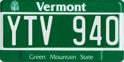 VT license plate YTV940