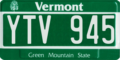 VT license plate YTV945
