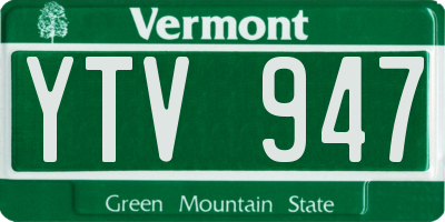 VT license plate YTV947