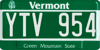 VT license plate YTV954