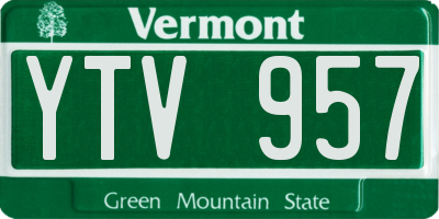 VT license plate YTV957