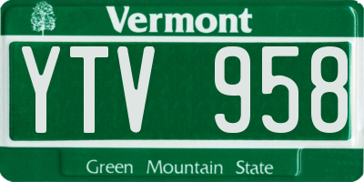 VT license plate YTV958