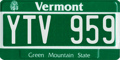 VT license plate YTV959