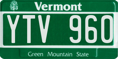 VT license plate YTV960
